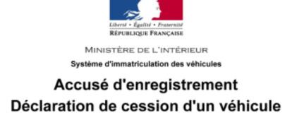 accusé d'enregistrement de cession