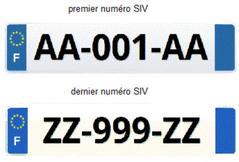 premier et dernier numéro d'immatriculation SIV