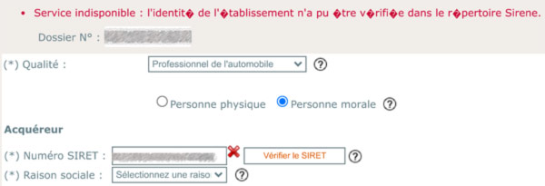 panne ants api sirene - copie ecran https://pro-siv.interieur.gouv.fr/