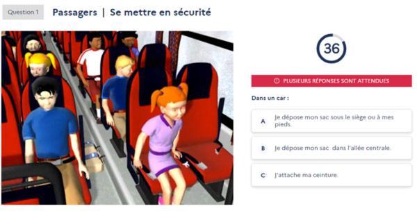 exemple de question en ligne épreuve d'Attestation Scolaire de Sécurité Routière