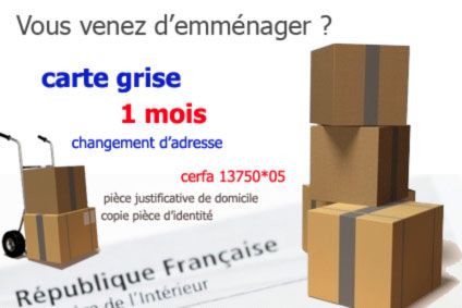 carte grise: changement d'adresse