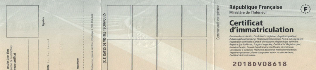 carte grise verso numéro de formule 2018DV08618