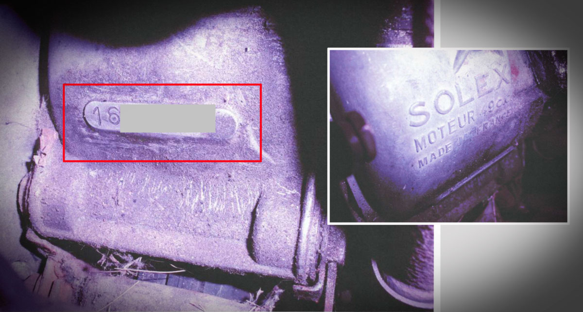 Pas de numéro de chassis sur le Velosolex 1400